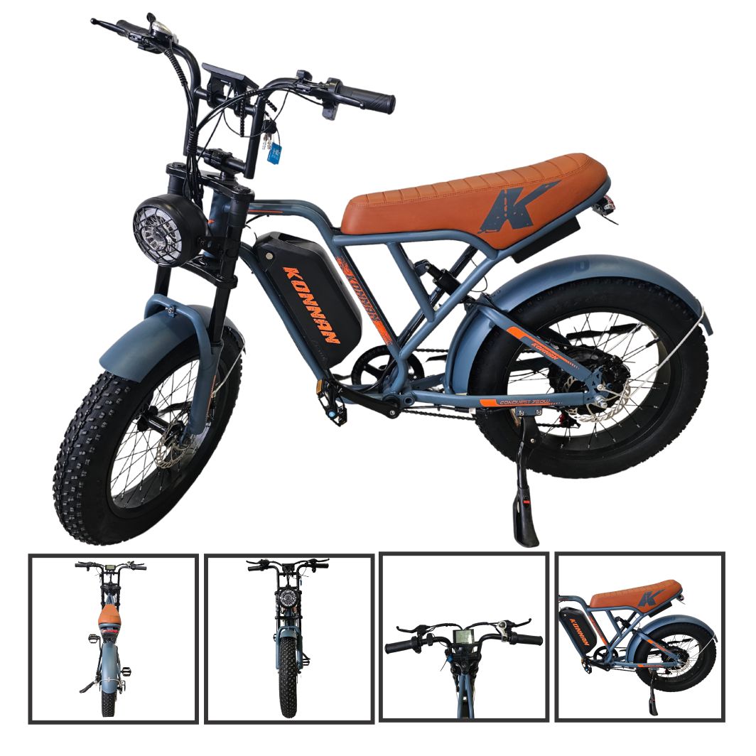 Bicicleta Elétrica 750W Conquest Cinza/Laranja