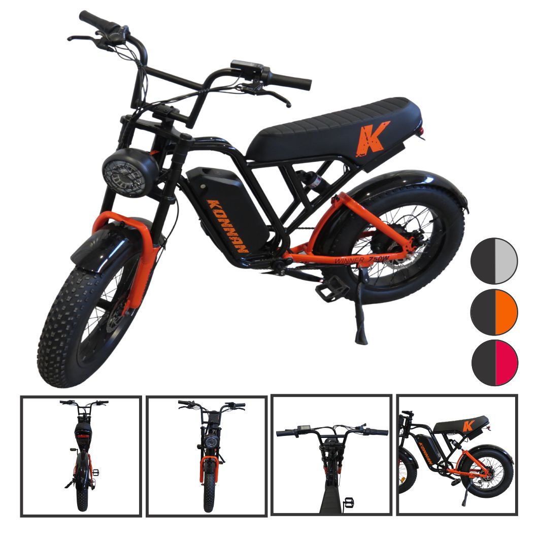 Bicicleta Elétrica 750W Winner Preta/Laranja