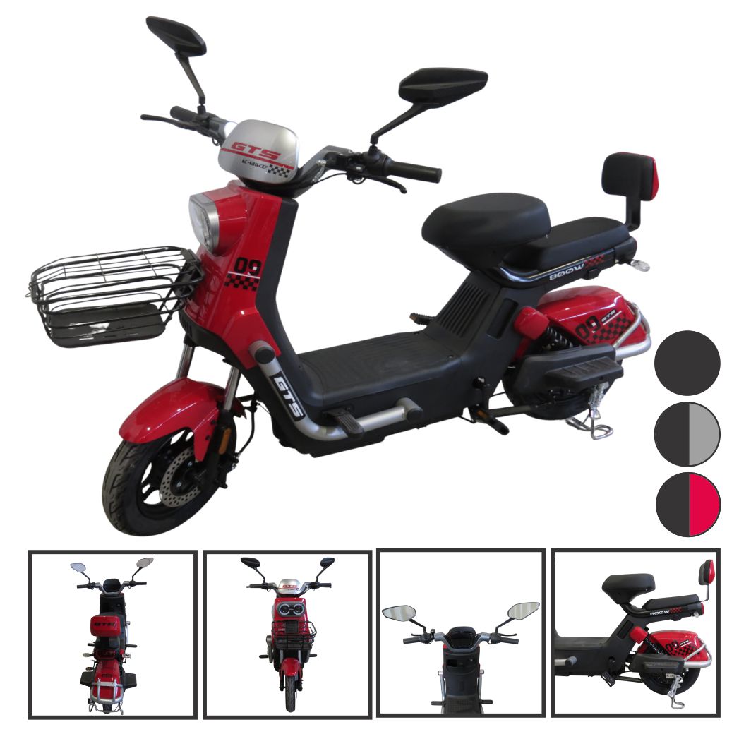 Bicicleta Elétrica 800W Dongfeng Preta/Vermelha