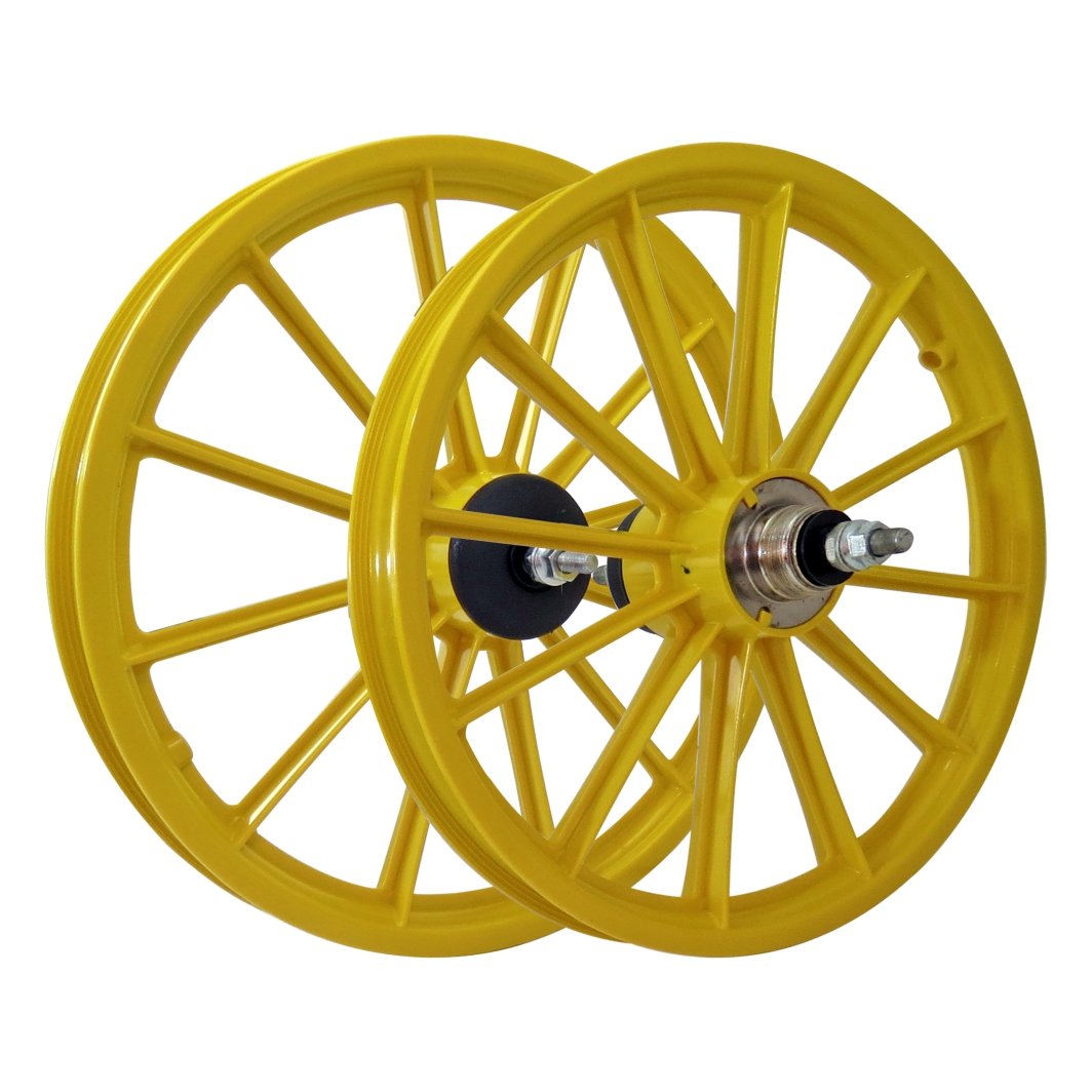 Roda 16 Nylon Raios C/ Eixo Amarelo